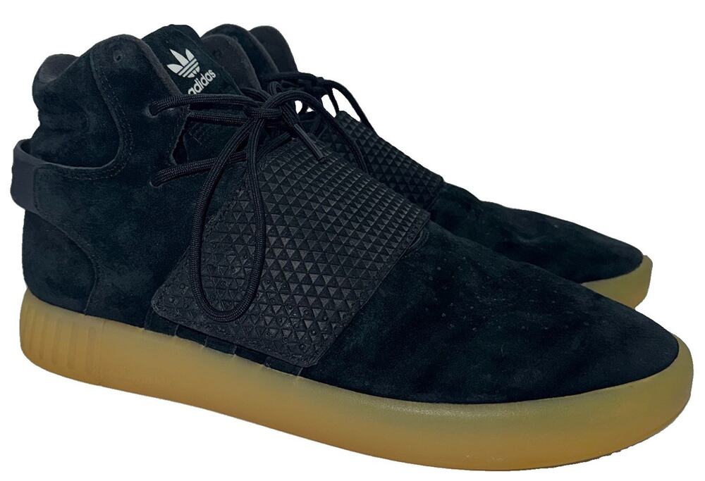 adidas Tubular Invader Strap Black BB5037 Suede High Top Sneakers Mens Size 10